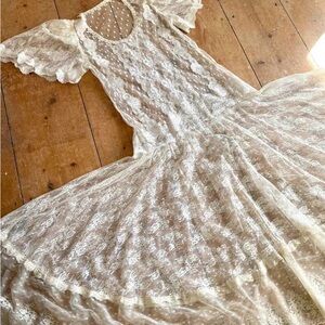 Anthropologie Ivory Lace Maxi Dress